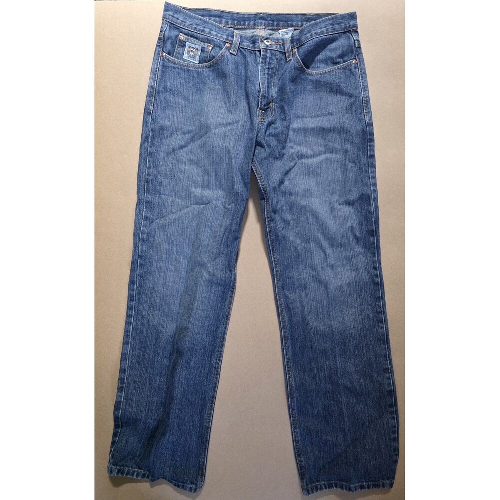 Cinch Mens Jeans 34X32 Blue Medium Wash Western Rodeo Label Relaxed Fit Slim